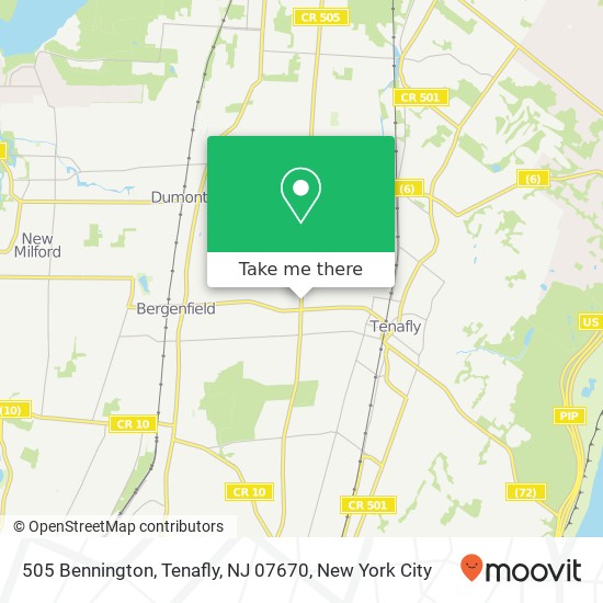 Mapa de 505 Bennington, Tenafly, NJ 07670