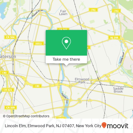 Mapa de Lincoln Elm, Elmwood Park, NJ 07407