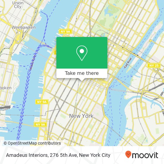 Mapa de Amadeus Interiors, 276 5th Ave