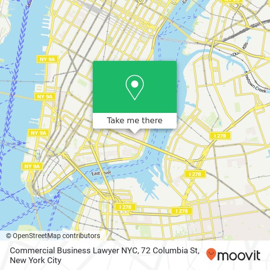 Commercial Business Lawyer NYC, 72 Columbia St map