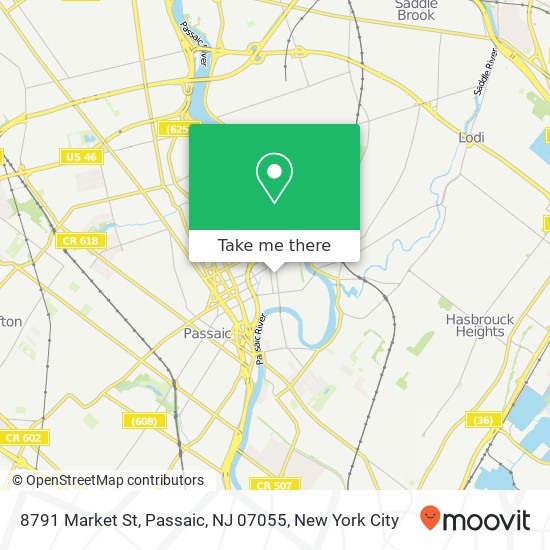 Mapa de 8791 Market St, Passaic, NJ 07055
