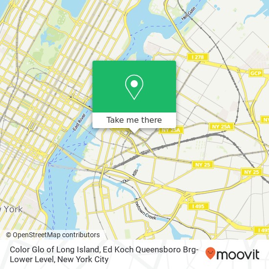 Mapa de Color Glo of Long Island, Ed Koch Queensboro Brg-Lower Level