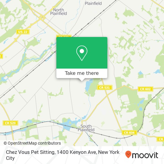 Mapa de Chez Vous Pet Sitting, 1400 Kenyon Ave