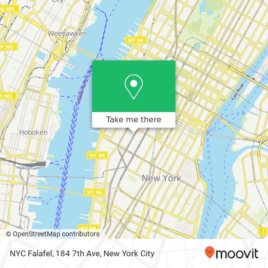 Mapa de NYC Falafel, 184 7th Ave