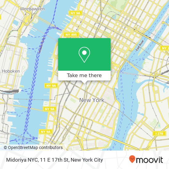 Midoriya NYC, 11 E 17th St map