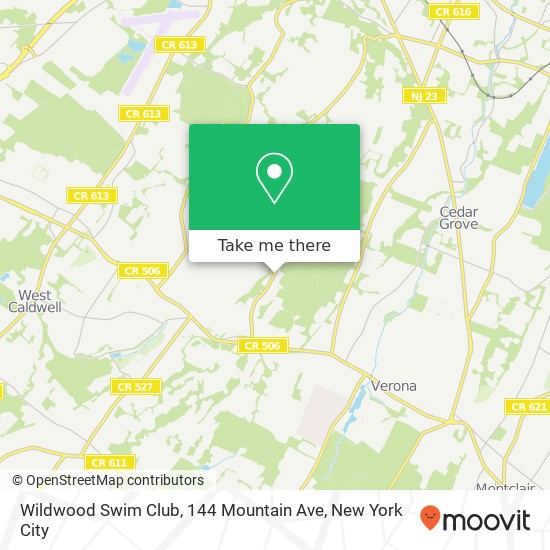 Mapa de Wildwood Swim Club, 144 Mountain Ave