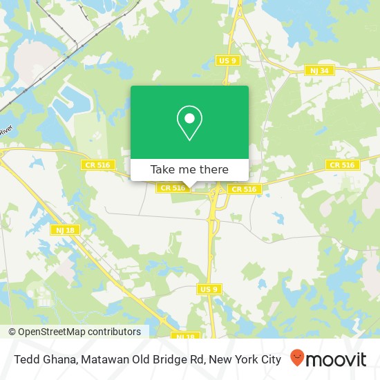 Mapa de Tedd Ghana, Matawan Old Bridge Rd