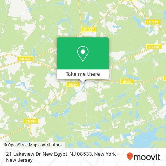 Mapa de 21 Lakeview Dr, New Egypt, NJ 08533