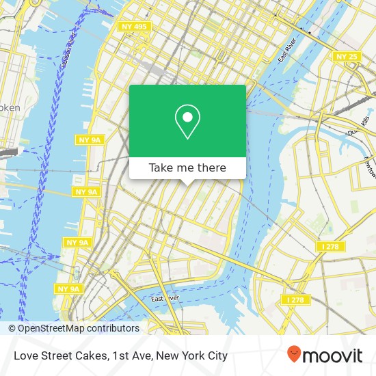 Mapa de Love Street Cakes, 1st Ave