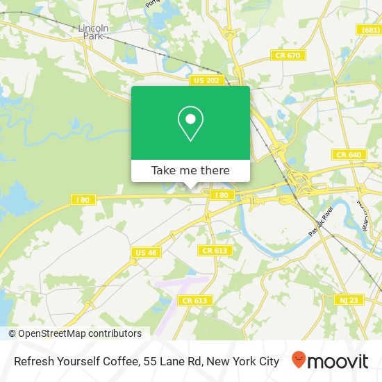 Mapa de Refresh Yourself Coffee, 55 Lane Rd