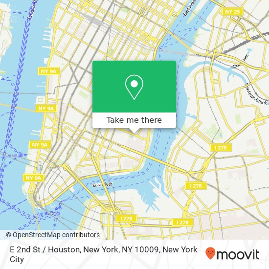 Mapa de E 2nd St / Houston, New York, NY 10009