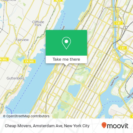 Cheap Movers, Amsterdam Ave map