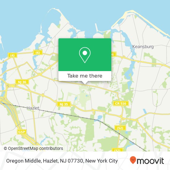 Mapa de Oregon Middle, Hazlet, NJ 07730