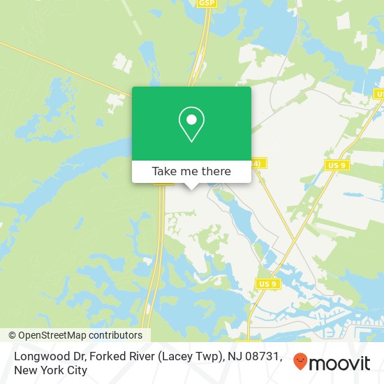 Mapa de Longwood Dr, Forked River (Lacey Twp), NJ 08731