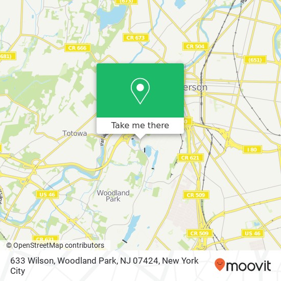 Mapa de 633 Wilson, Woodland Park, NJ 07424