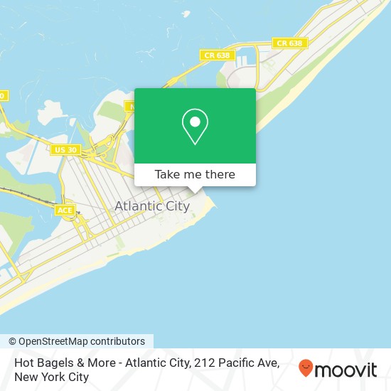 Mapa de Hot Bagels & More - Atlantic City, 212 Pacific Ave