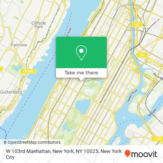 W 103rd Manhattan, New York, NY 10025 map