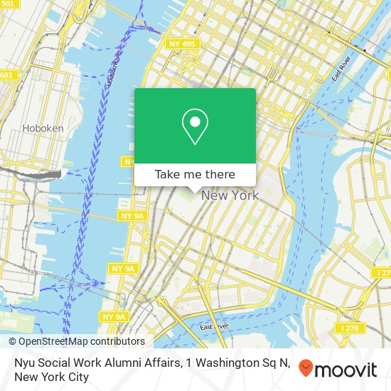 Mapa de Nyu Social Work Alumni Affairs, 1 Washington Sq N