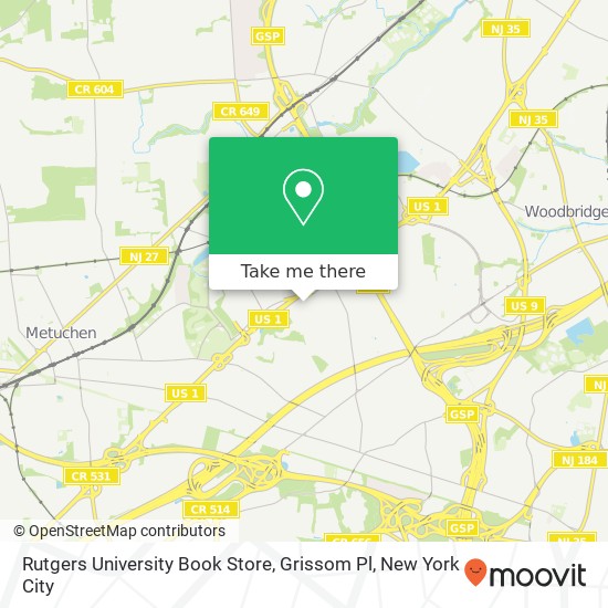 Rutgers University Book Store, Grissom Pl map