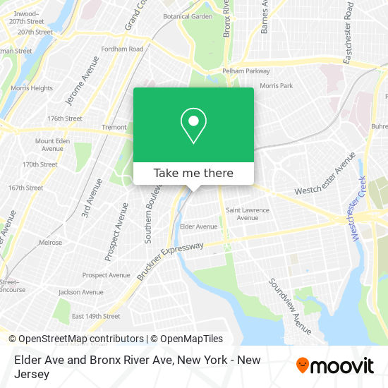 Elder Ave and Bronx River Ave map