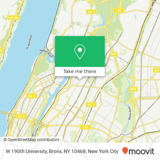 Mapa de W 190th University, Bronx, NY 10468