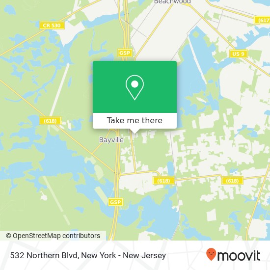 Mapa de 532 Northern Blvd, Bayville, NJ 08721