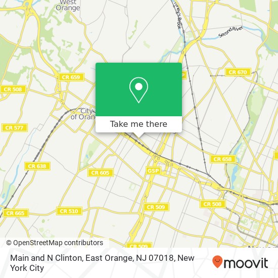 Mapa de Main and N Clinton, East Orange, NJ 07018