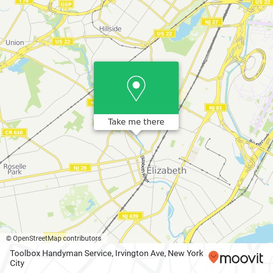 Toolbox Handyman Service, Irvington Ave map