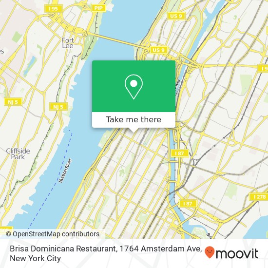 Mapa de Brisa Dominicana Restaurant, 1764 Amsterdam Ave