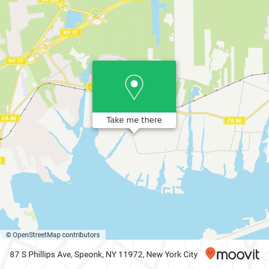 Mapa de 87 S Phillips Ave, Speonk, NY 11972