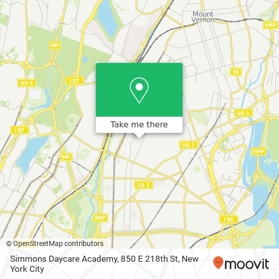 Mapa de Simmons Daycare Academy, 850 E 218th St