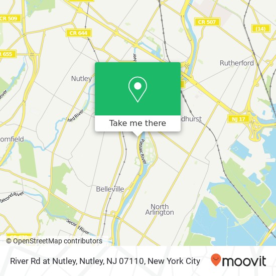 Mapa de River Rd at Nutley, Nutley, NJ 07110