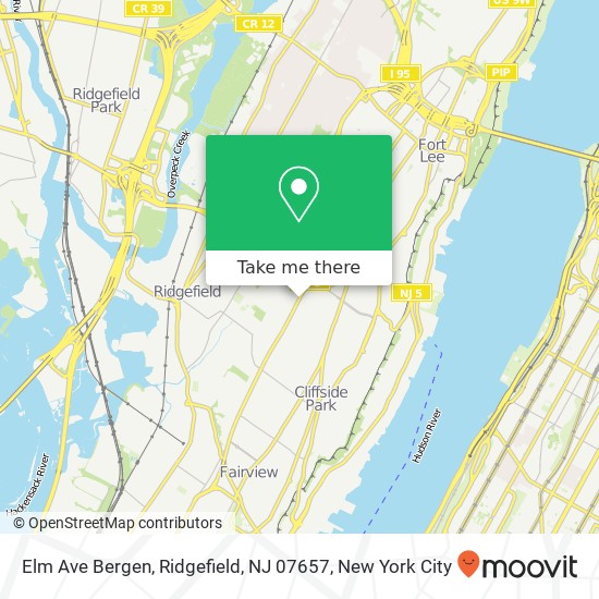 Mapa de Elm Ave Bergen, Ridgefield, NJ 07657