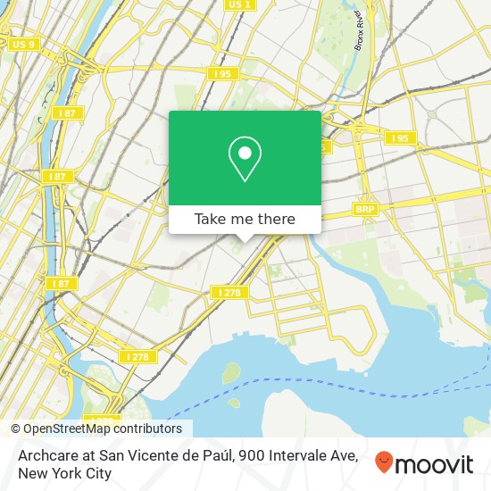 Mapa de Archcare at San Vicente de Paúl, 900 Intervale Ave