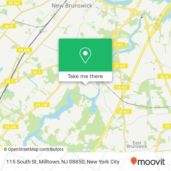 Mapa de 115 South St, Milltown, NJ 08850