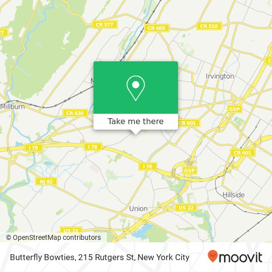 Mapa de Butterfly Bowties, 215 Rutgers St