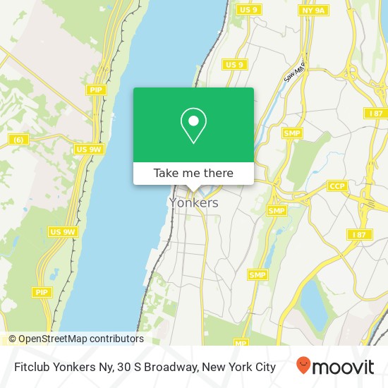 Mapa de Fitclub Yonkers Ny, 30 S Broadway