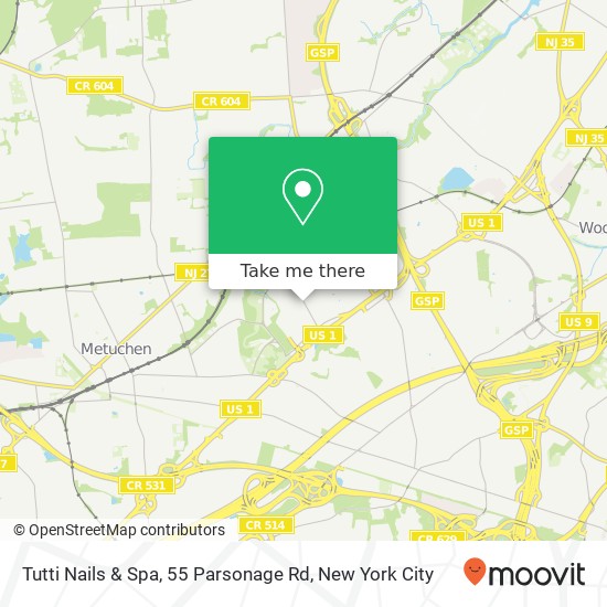 Mapa de Tutti Nails & Spa, 55 Parsonage Rd