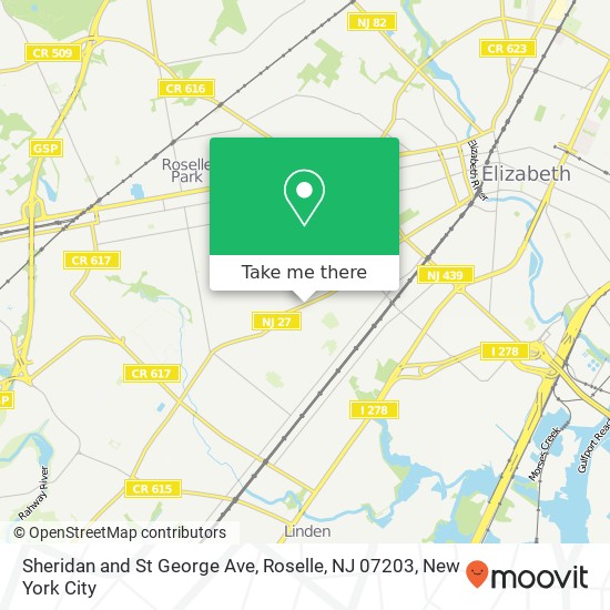Mapa de Sheridan and St George Ave, Roselle, NJ 07203