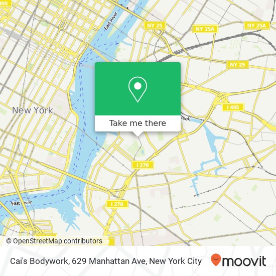 Mapa de Cai's Bodywork, 629 Manhattan Ave