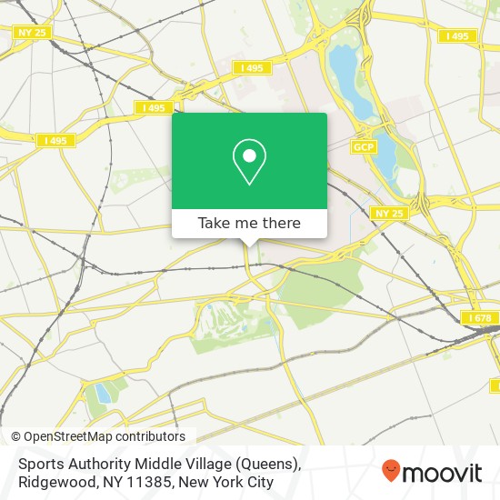 Mapa de Sports Authority Middle Village (Queens), Ridgewood, NY 11385