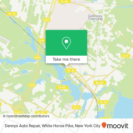 Mapa de Dennys Auto Repair, White Horse Pike