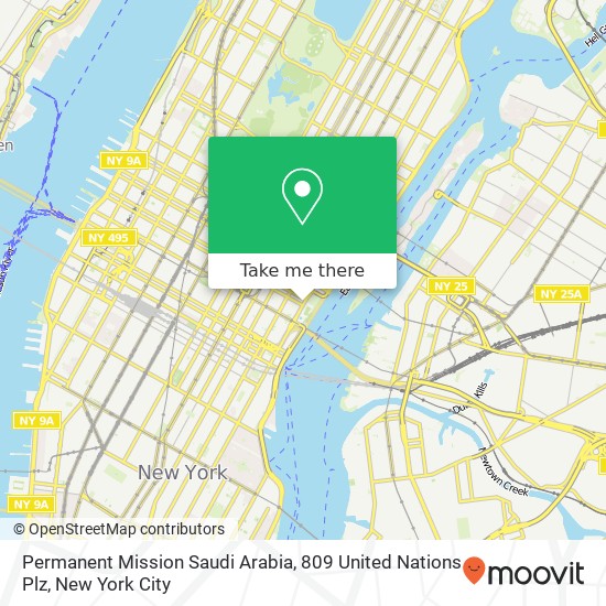 Permanent Mission Saudi Arabia, 809 United Nations Plz map