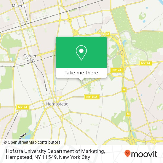 Mapa de Hofstra University Department of Marketing, Hempstead, NY 11549