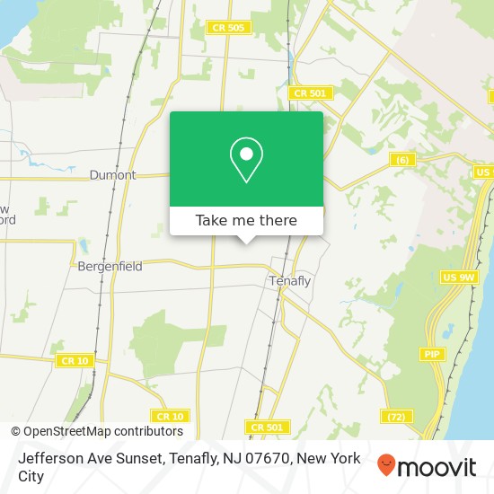 Mapa de Jefferson Ave Sunset, Tenafly, NJ 07670