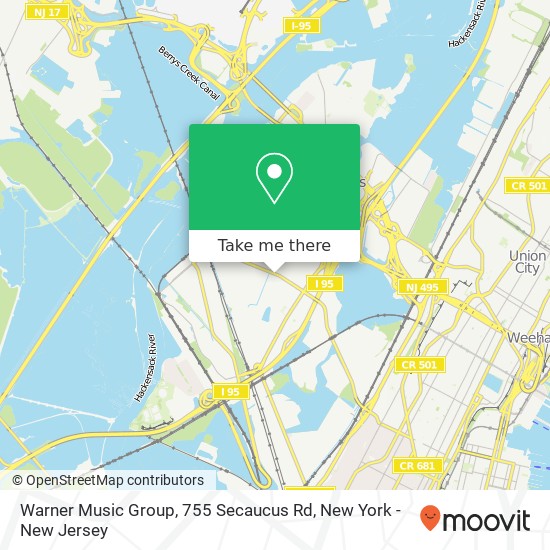 Mapa de Warner Music Group, 755 Secaucus Rd