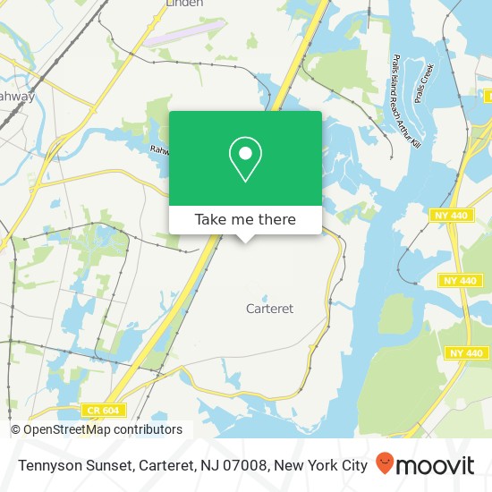 Mapa de Tennyson Sunset, Carteret, NJ 07008