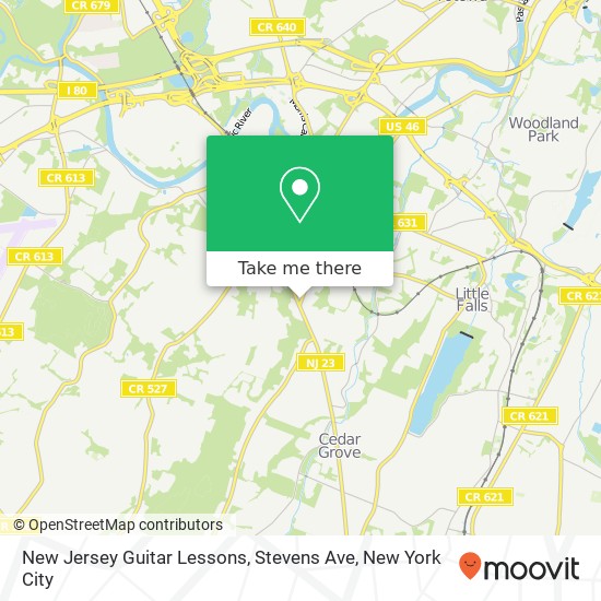 New Jersey Guitar Lessons, Stevens Ave map