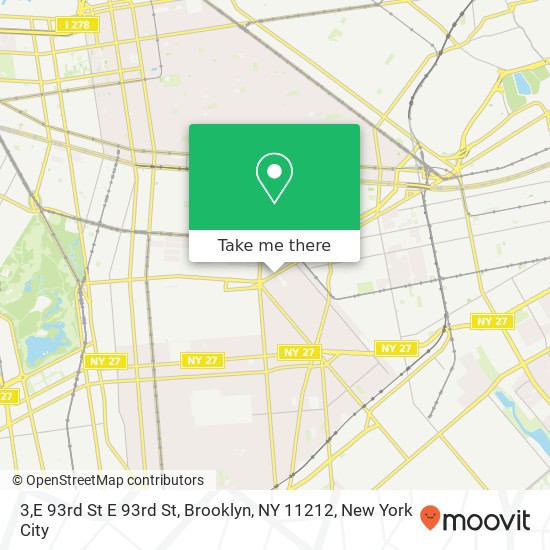 Mapa de 3,E 93rd St E 93rd St, Brooklyn, NY 11212