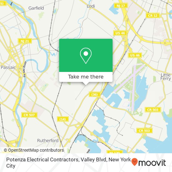Potenza Electrical Contractors, Valley Blvd map